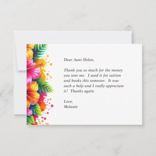 Waterverf van Hawaiian Tropical Floral Bedankkaart (Achterkant)