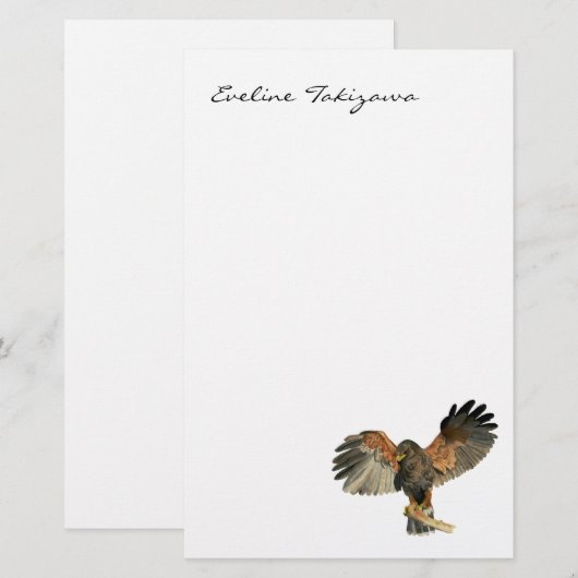 Waterverf van Hawk Flapping Wings Briefpapier (Voorkant / Achterkant)