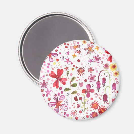 Waterverf van hedendaagse flora magneet (Voorkant / Achterkant)