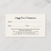 Waterverf van herinnering voor afspraak van dieren visitekaartje (Achterkant)