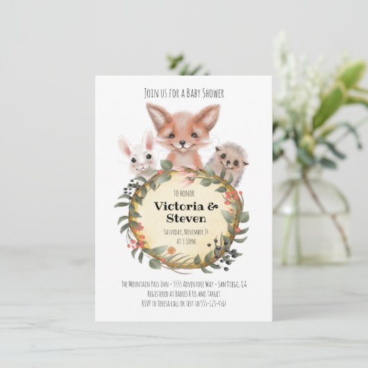 Waterverf van het Baby shower van het bosboomstamh Kaart (Staand voorkant)