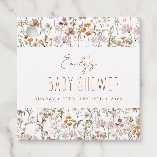 Waterverf van het Baby shower van Wildflower Boho Bedankjes Labels (Voorkant)