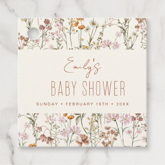 Waterverf van het Baby shower van Wildflower Boho Bedankjes Labels (Voorkant)