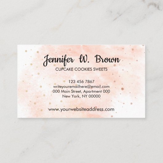 Waterverf van het bakkergebak Aardbei Cupcake Visitekaartje (Achterkant)