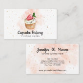 Waterverf van het bakkergebak Aardbei Cupcake Visitekaartje (Voorkant / Achterkant)