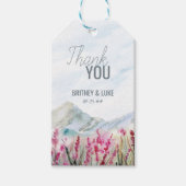 Waterverf van het Bergbruiloft Cadeaulabel (Voorkant)