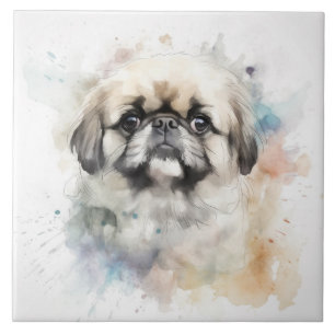 Waterverf van het charmante pekingese tegeltje