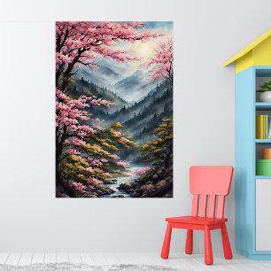  Waterverf van het Cherry Blossom Forest Poster