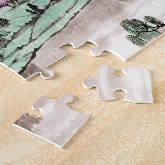 Waterverf van het Chinese landschap Jigzaag Puzzle Legpuzzel (Zijkant)