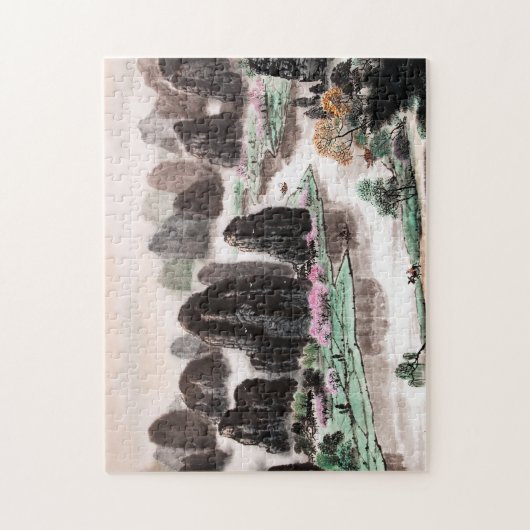 Waterverf van het Chinese landschap Jigzaag Puzzle Legpuzzel (Verticaal)