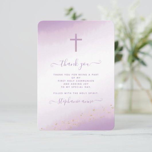 Waterverf van het communiqué Cross Lavender Kaart (Staand voorkant)