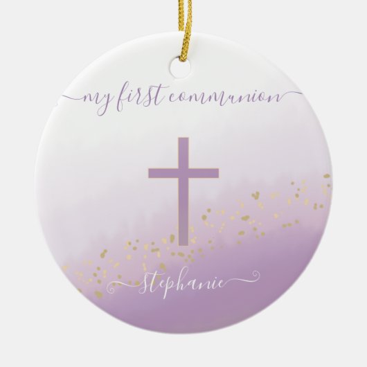 Waterverf van het communiqué Cross Lavender Keramisch Ornament (Voorkant)