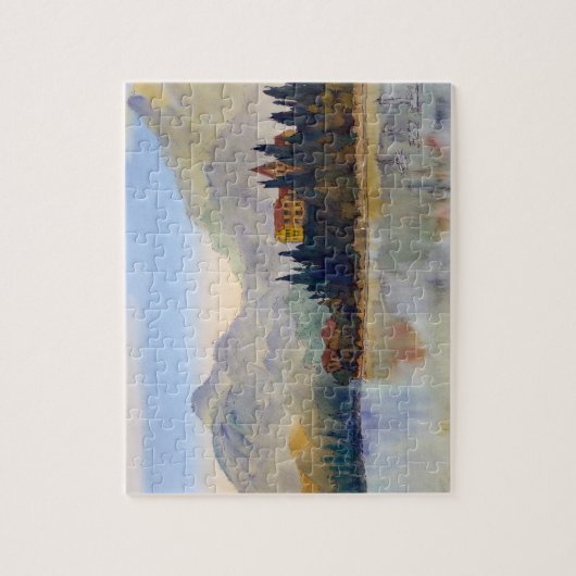 Waterverf van het Comomeer Italië Jigzaag Legpuzzel (Verticaal)