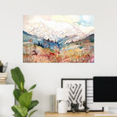 Waterverf van het Denali National Park Poster (Thuiskantoor)