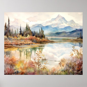 Waterverf van het Denali National Park Poster