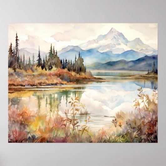 Waterverf van het Denali National Park Poster (Voorkant)
