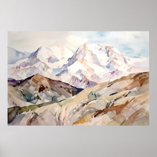 Waterverf van het Denali National Park Poster