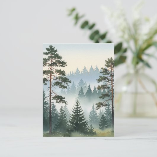 Waterverf van het dennenbos briefkaart (Staand voorkant)