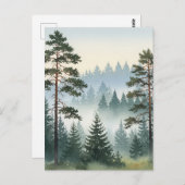 Waterverf van het dennenbos briefkaart (Voorkant / Achterkant)