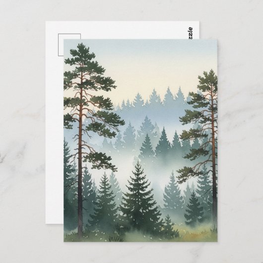 Waterverf van het dennenbos briefkaart (Voorkant / Achterkant)