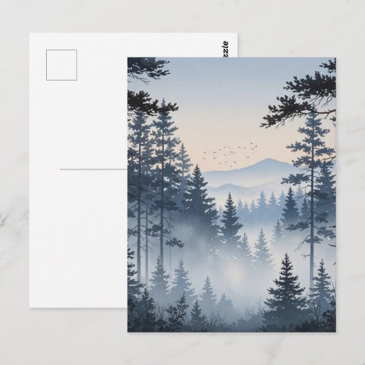 Waterverf van het dennenbos briefkaart (Voorkant / Achterkant)