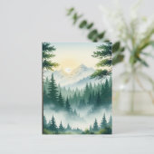 Waterverf van het dennenbos briefkaart (Staand voorkant)