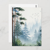 Waterverf van het dennenbos briefkaart (Voorkant / Achterkant)