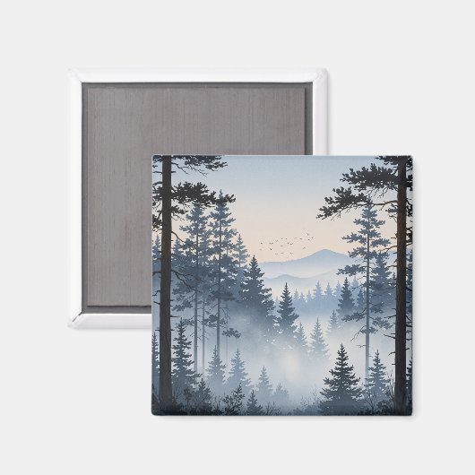 Waterverf van het dennenbos magneet (Voorkant / Achterkant)