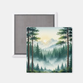 Waterverf van het dennenbos magneet (Voorkant / Achterkant)