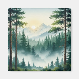 Waterverf van het dennenbos magneet