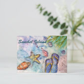 Waterverf van het eiland Florida Art Briefkaart (Staand voorkant)