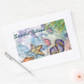 Waterverf van het eiland Florida Art Rechthoekige Sticker (Envelop)