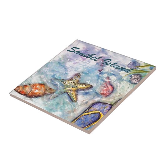 Waterverf van het eiland Florida Art Tegeltje (Zijkant)