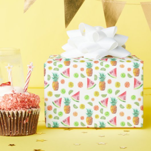 Waterverf van het fruitpatroon cadeaupapier (Verjaardagsfeest)