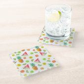 Waterverf van het fruitpatroon glazen onderzetter (Schuin)