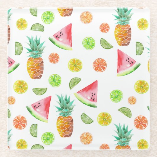 Waterverf van het fruitpatroon glazen onderzetter (Voorkant)