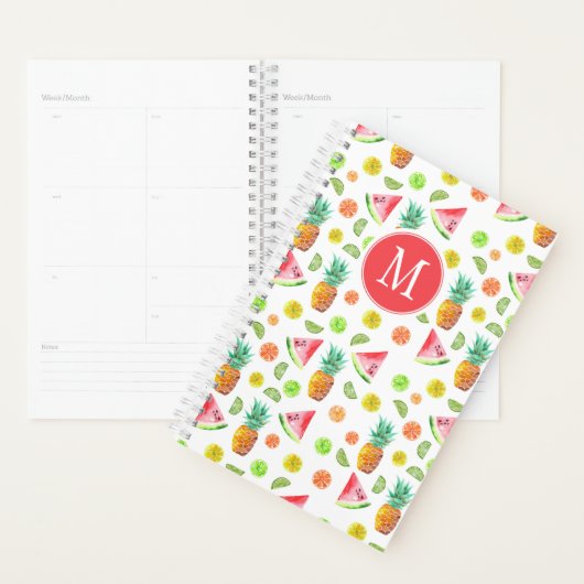 Waterverf van het fruitpatroon planner (Display)