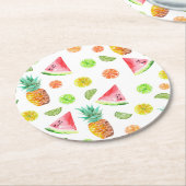 Waterverf van het fruitpatroon ronde kartonnen onderzetter (Gebogen)