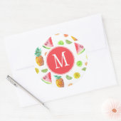 Waterverf van het fruitpatroon ronde sticker (Envelop)
