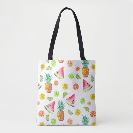 Waterverf van het fruitpatroon tote bag (Voorkant)
