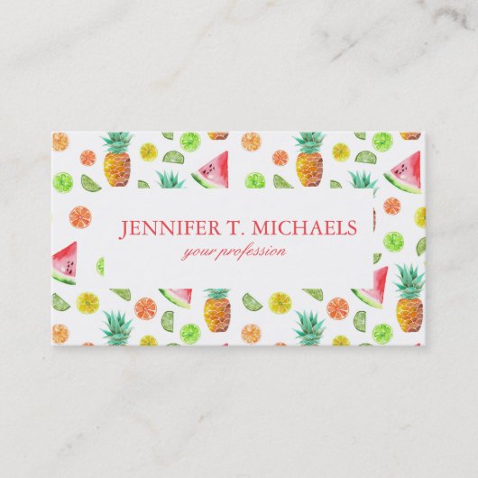 Waterverf van het fruitpatroon visitekaartje (Voorkant)