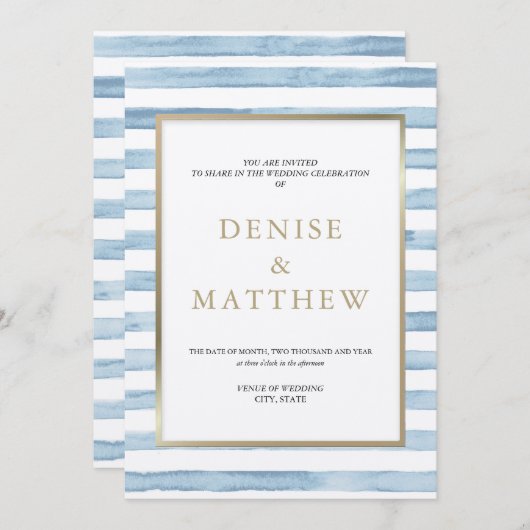 Waterverf van het gletsjermeer Stripe & Gold Lette Kaart (Voorkant / Achterkant)