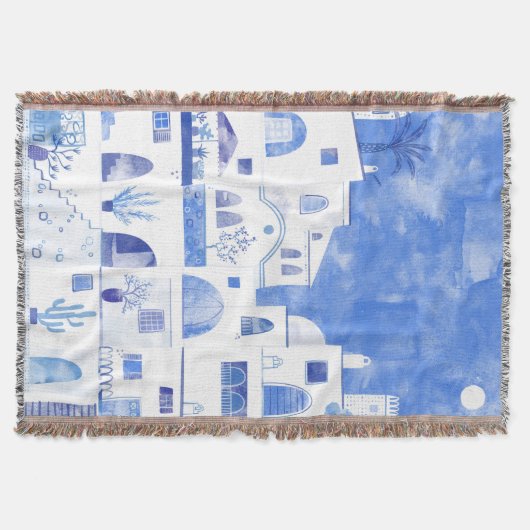 Waterverf van het Griekse eiland Santorini Deken (Voorkant)