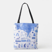Waterverf van het Griekse eiland Santorini Tote Bag (Achterkant)