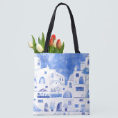 Waterverf van het Griekse eiland Santorini Tote Bag