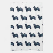 Waterverf van het Havanese Hondenras Silhouette Theedoek (Verticaal)