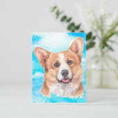 Waterverf van het Huisdier van de Hond Corgi van Briefkaart (Staand voorkant)