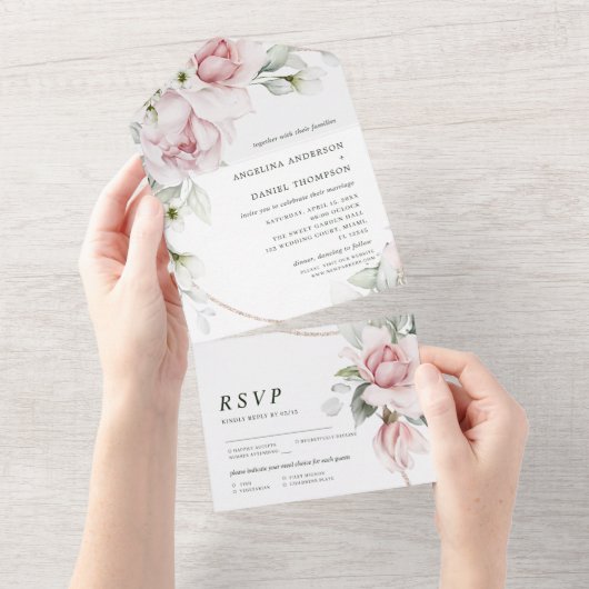 Waterverf van het huwelijk in één uitnodiging (Afscheurbaar)