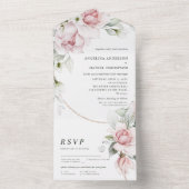 Waterverf van het huwelijk in één uitnodiging (Binnen)