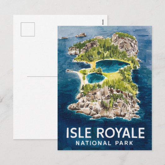 Waterverf van het Isle Royale National Park Feestdagenkaart (Voorkant / Achterkant)
